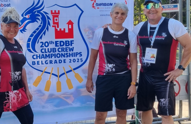 EM Belgrad Darachenboot mit iris Huber, Sabine Eichenberger und Uwe Müller