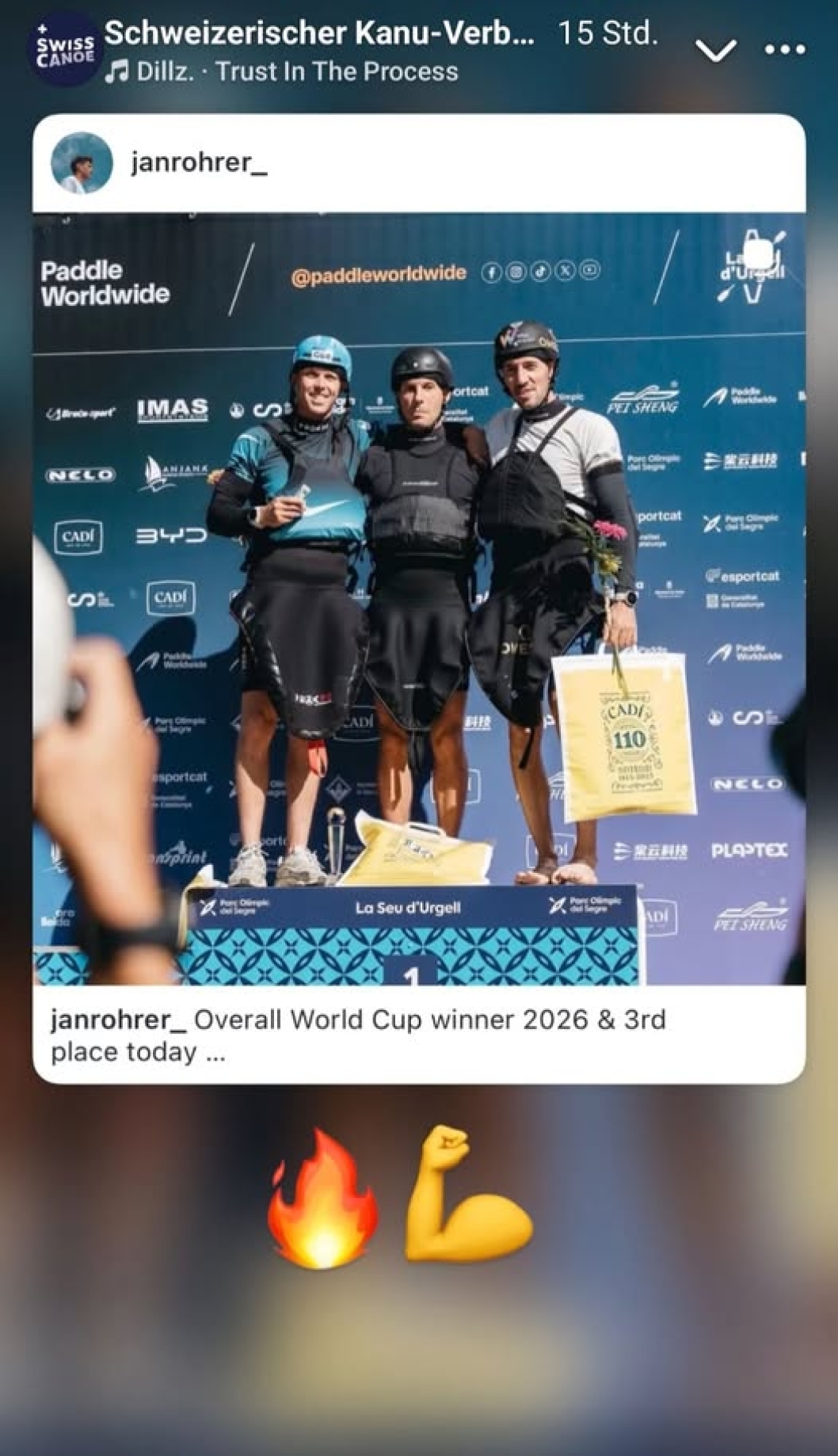 Jan Rohner World Cup over all 3d place - Basler Paddelsport IG